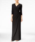 R & M Richards Petite Beaded Surplice Gown