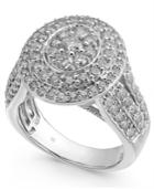 Diamond Oval Cluster Ring (2-1/2 Ct. T.w.) In 14k White Gold