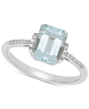 Aquamarine (1-3/8 Ct. T.w.) & Diamond Accent Ring In 14k White Gold