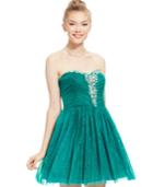 B Darlin Juniors' Sweetheart Jeweled Glitter Party Dress