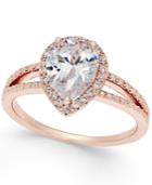 Charter Club Rose Gold-tone Crystal Teardrop And Pave Split Shank Ring, Only At Macy's