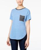 Belle Du Jour Juniors' Contrast Pocket Ringer T-shirt