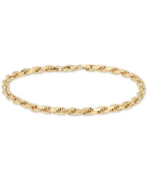 Italian Gold Men's Rope Chain Bracelet In 14k Gold, Made In Italy