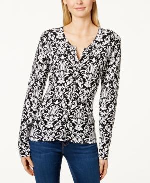 Charter Club Damask-print Cardigan Sweater, Only At Macy's
