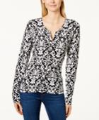 Charter Club Damask-print Cardigan Sweater, Only At Macy's