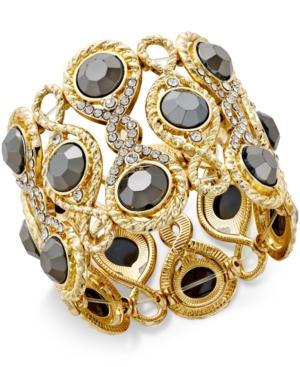 Inc International Concepts Gold-tone Jet And Pave Stretch Bracelet, Only At Macy's
