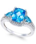 Swiss Blue Topaz (2-5/8 Ct. T.w.) And White Topaz (1/4 Ct. T.w.) Ring In Sterling Silver