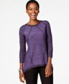 Cable & Gauge Pleated-sleeve High-low Sweater
