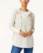 Style & Co Embroidered Tassel Hoodie, Created For Macy's