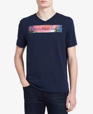 Calvin Klein Jeans Men's Multicolored Abrstract Graphic Print Cotton T-shirt