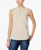 Charter Club Petite Crochet-trim Blouse, Only At Macy's
