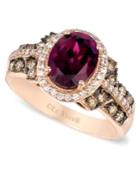 Le Vian Raspberry Rhodolite Chocolate And White Diamond Oval Ring (2-3/4 Ct. T.w.) In 14k Rose Gold