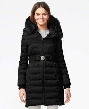 Dkny Quilted Down Belted Puffer Coat