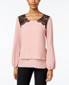 Ny Collection Petite Layered-look Lace Blouse