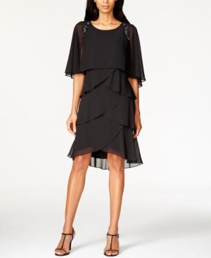 Sl Fashions Beaded Tiered Capelet Dress