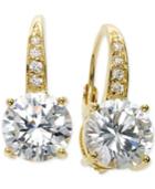 B. Brilliant Cubic Zirconia Leverback Earrings In 18k Gold Over Sterling Silver
