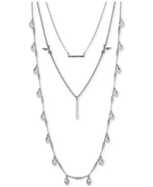 Lucky Brand Silver-tone Bird And Crystal Layer Necklace