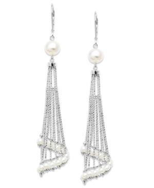 Pearl Earrings, Sterling Silver Cultured Freshwater Pearl Lace Twirl Earrings (3-3-1/2mm And 8-8-1/2mm)