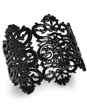 Bar Iii Black-tone Filigree Lace Stretch Bracelet