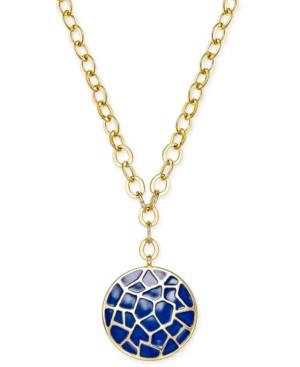 Erwin Pearl Atelier For Charter Club Gold-tone Crackled Disc Pendant Necklace, Only At Macy's