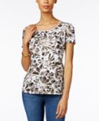 Karen Scott Petite Floral-print Top, Created For Macy's