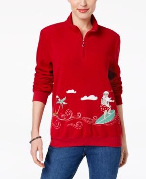 Alfred Dunner Embroidered Santa Holiday Sweater