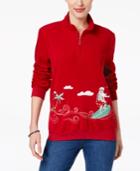 Alfred Dunner Embroidered Santa Holiday Sweater