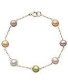 Pearl Bracelet, Children's 14k Gold Multicolored Cultured Freshwater Pearl