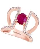 Effy Ruby (7/8 Ct. T.w.) And Diamond (5/8 Ct. T.w.) Ring In 14k Rose Gold