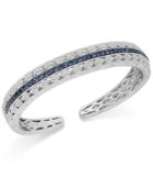 Sapphire (1-5/8 Ct. T.w.) And Diamond (1/10 Ct. T.w.) Cuff Bangle Bracelet In Sterling Silver
