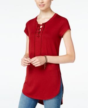 Belle Du Jour Juniors' Lace-up High-low Tunic