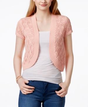 Ohmg! Juniors' Pointelle-knit Shrug Sweater