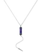 Paul & Pitu Naturally Two-tone Pave & Blue Stone Lariat Necklace