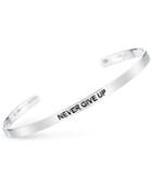 Unwritten Never Give Up Engraved Cuff Bracelet In Sterling Silver