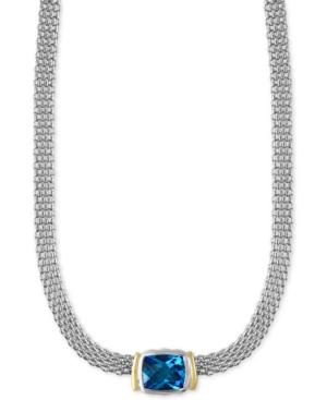Effy Ocean Bleu Blue Topaz Collar Necklace (6-3/4 Ct. T.w.) In Sterling Silver And 18k Gold