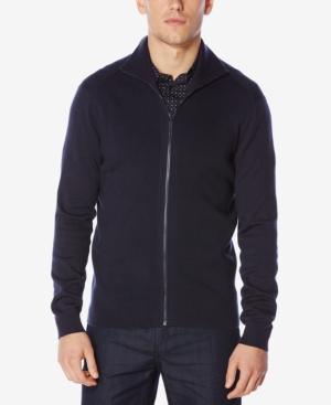 Perry Ellis Men's Ribbed Zip-front Sweater