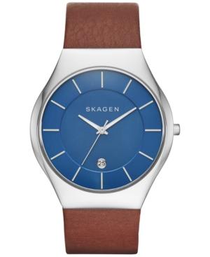 Skagen Men's Grenen Brown Leather Strap Watch 41mm Skw6160