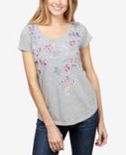 Lucky Brand Cotton Floral-embroidered T-shirt
