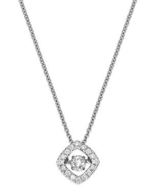 Twinkling Diamond Star Diamond Square Pendant Necklace In 10k White Gold (1/4 Ct. T.w.)