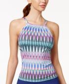 24th & Ocean Ikat-print High-neck Tankini Top Women's Swimsuit