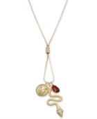 Thalia Sodi Gold-tone Crystal Imitation Pearl Lion & Snake 34 Pendant Necklace, Created For Macy's