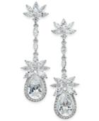Danori Silver-tone Crystal Flower Linear Drop Earrings, Created For Macy's