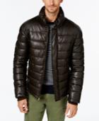 Tommy Hilfiger Men's Faux-leather Puffer Jacket