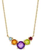Multicolor 5-stone Necklace In 10k Gold
