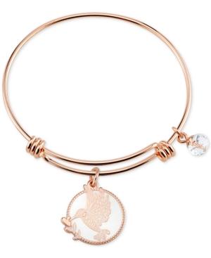 Unwritten Hummingbird Bangle Bracelet In Rose Gold-tone Stainless Steel
