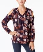 Style & Co Printed Cold-shoulder Peasant Top, Created For Macy's