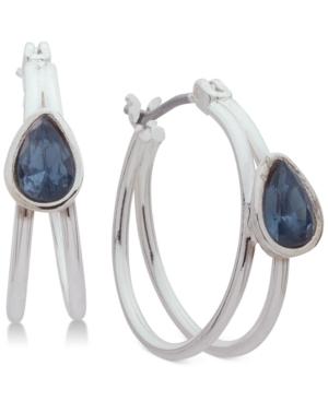 Nine West Silver-tone Stone Split Hoop Earrings