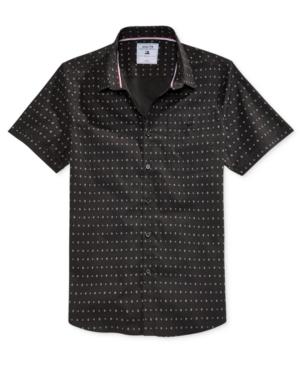 Level 10 Men's Black Geometric Short-sleeve Shirt