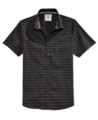 Level 10 Men's Black Geometric Short-sleeve Shirt