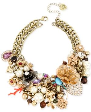 Betsey Johnson Gold-tone Multi-charm Statement Necklace